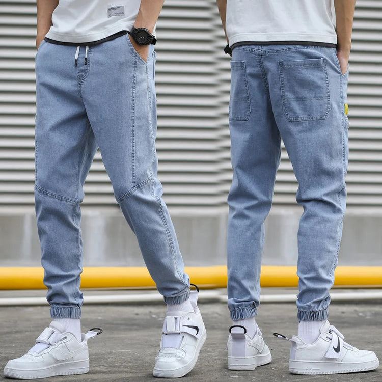 HIQOR Brand Men's Jeans Harem Denim Cargo Pants 2026 New Streetwear Jogger Hip Hop Cotton Trousers Male Blue Oversized 5XL 4XL PlatiNum