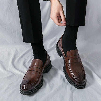 Scarpe Casual con suola spessa di lusso primaverile mocassini Penny neri da uomo scarpe eleganti da ufficio marrone per Mentênis masculino