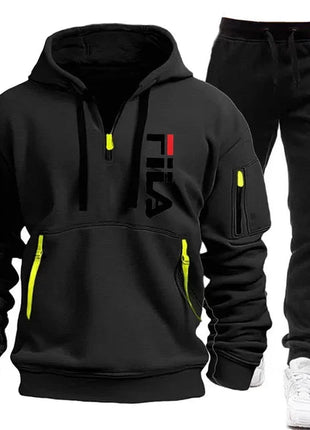 Autumn and winter hot selling men's hooded sweatshirt+casual pants two-piece outdoor multi pocket pullover and sports pants set PlatiNum