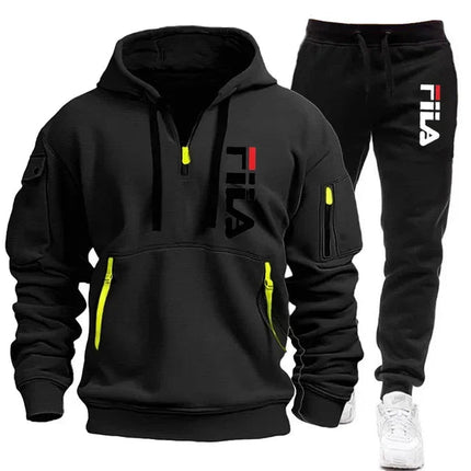 Autumn and winter hot selling men's hooded sweatshirt+casual pants two-piece outdoor multi pocket pullover and sports pants set PlatiNum