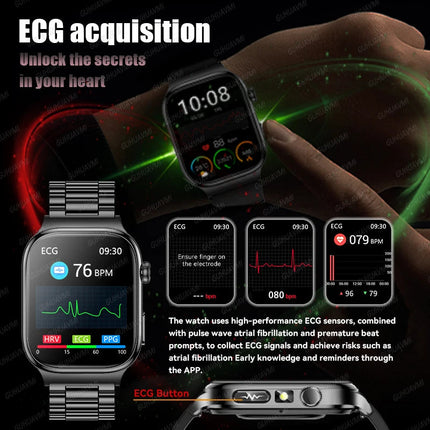 2026 Nuovo Misurazione Accurata Salute Smart Watch ECG + PPG Acido Urico Pressione Sanguigna Lipidi Nel Sangue Chiamata BT Smartwatch Per Le Donne Degli Uomini platinumshop
