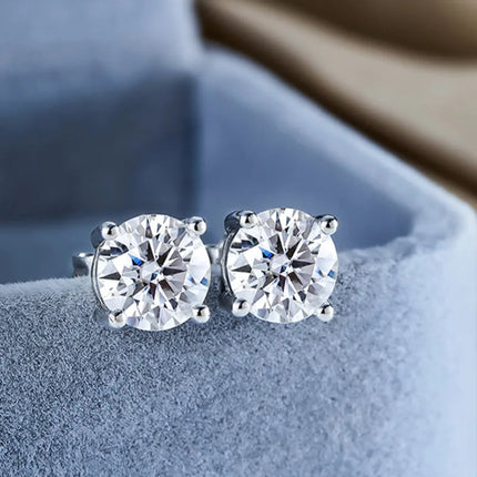 Real 0.1-3CT Test Passed Moissanite Diamond Stud Earrings for Women S925 Silver Platinum Plated Bride Wedding GRA Fine Jewelry PlatiNum