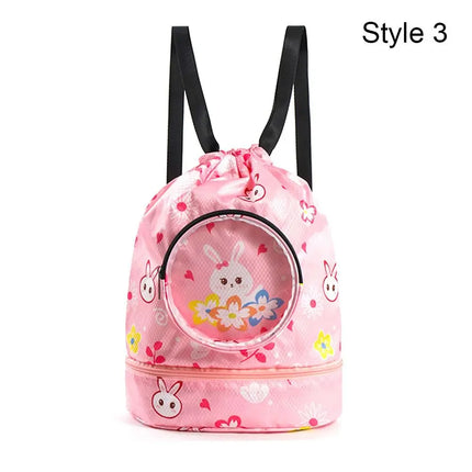 Borsa da spiaggia con coulisse per bambini con separazione asciutta e bagnata, impermeabile, regolabile, per sport, nuoto, viaggi, fitness, spiaggia, borsa da nuoto per bambini
