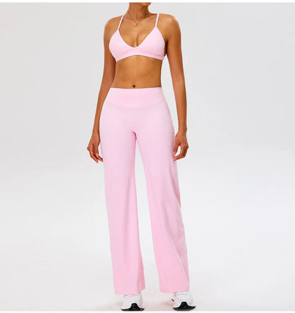 Women High Waist Wide Leg Pants Leggings Tights Fitness Bell-bottoms Yoga Elastic Leggings Push Up Gym Workout Flared Pants