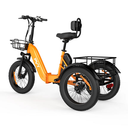 Triciclo Elettrico con Pneumatici Fat da 20*4.0 Pollici, E-bike da Carico PVY F20 con Robusto Cesto Posteriore, Motore da 1000W, Coppia di 80N.M, Forcella Ammortizzata Bloccabile, Carico Massimo 150kg