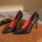 7cm Black Red Sole High Heels Spring Pointed Toe Stiletto Heel Sexy Shiny Single Shoes Fashion Patent Leather Women's Shoes PlatiNum