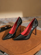 7cm Black Red Sole High Heels Spring Pointed Toe Stiletto Heel Sexy Shiny Single Shoes Fashion Patent Leather Women's Shoes PlatiNum