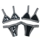 Set bikini reversibile leopardato fatto a mano all'uncinetto Set costumi da bagno neri a bordo piscina blu Paisley costume da bagno di lusso maillot de bain femme PlatiNum
