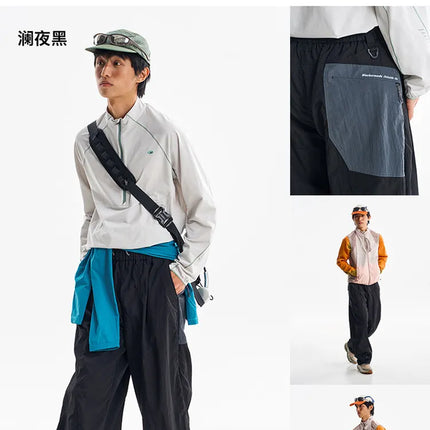 Men Women Splice Fashion Outdoor Loose Casual Lightweight Quick Dry Sports Cargo Baggy Pants Track Trouser Jogger Sweatpants