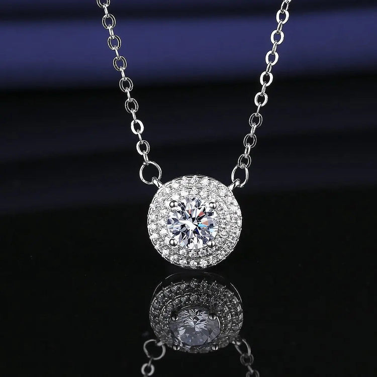 925 Sterling Silver Necklace For Women Round Pendent Sparkling Pave CZ Necklace Fashion Anniversary Birthday Jewelry Gifts N325 PlatiNum