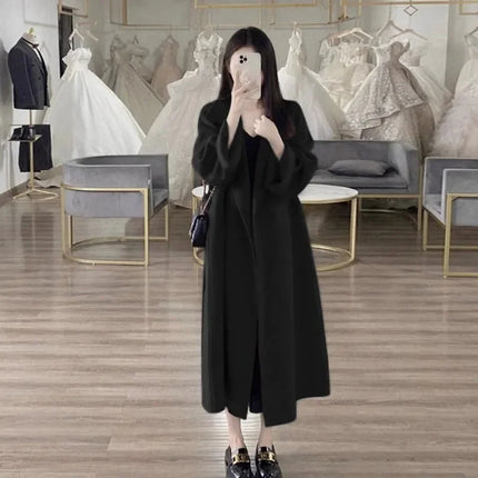 Double-sided Cashmere Big Collar Women's Coat 100% Pure Wool Reversible Woolen Coat High-End Fashion Loose Women's Wear 2026