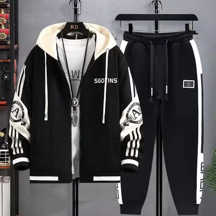 Spring Autumn Men's Sets Korean Fashion Two Piece Set Graphic Hoodies Jacket+Sweatpants 2024 Men Clothing Tracksuit Sets Men