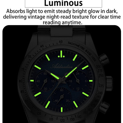 ADDIESDIVE Chronograph Watch For Men 10Bar Waterproof 316L Stainless Steel 0S20 C3 Vintage Luminous Luxury  Quartz Watch AD2552