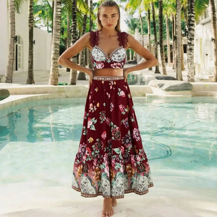 Costume da bagno vintage da donna sexy, bikini o intero, con stampa peonia, scollo a V, push-up, modellante, per la spiaggia platinumshop