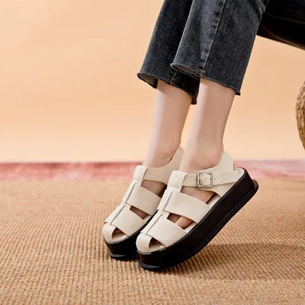 AIYUQI Women's Closed-Toe Sandals, New Summer 2026 Roman Sandals, Fashionable Woven Women's Thick-Soled Casual Shoes
