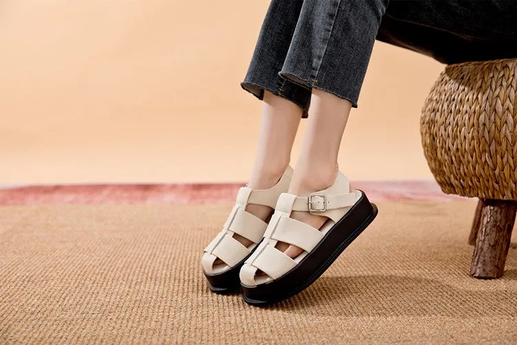AIYUQI Sandali da Donna con Punta Chiusa, Nuovi Sandali Romani Estivi 2026, Scarpe da Donna Intrecci