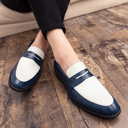 Moda Bianco Rosso Blu Mix Patchwork Scarpe casual per uomo Designer Penny Mocassini Abito da ballo formale per matrimonio Calzature per ritorno a casa
