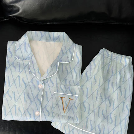 Estate delle nuove donne avanzate senso del ghiaccio pigiama di seta Homewear Set ragazze pigiama temperamento pigiama a maniche corte Homewear Set