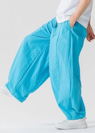 Pantaloni Uomo Nuova Estate Pantaloni larghi leggeri e sottili in vita elastica Sport all'aria aperta maschili Pantaloni larghi casual oversize da uomo Streetwear