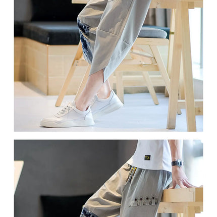 Pantaloni Kimono giapponesi da uomo in cotone traspirante Samurai Abbigliamento Pantaloni da uomo Stampa allentata Pantaloncini Harem retrò Pantaloni Hip Hop Harajuku