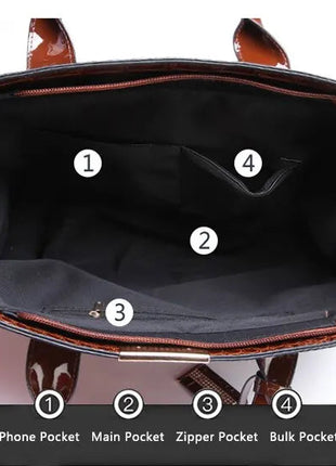 Luxury Vintage Women's Crocodile Pattern Handbag Large Capacity Tote Bag Leather Business Shoulder Bag For Female PlatiNum