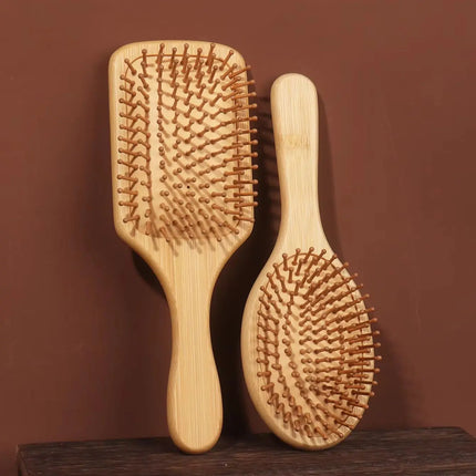 Bamboo Hairbrush Natural Wooden Anti-Static Brush Hair and Scalp Grooming Anti-Static Air Cushion Styling Tool Universal