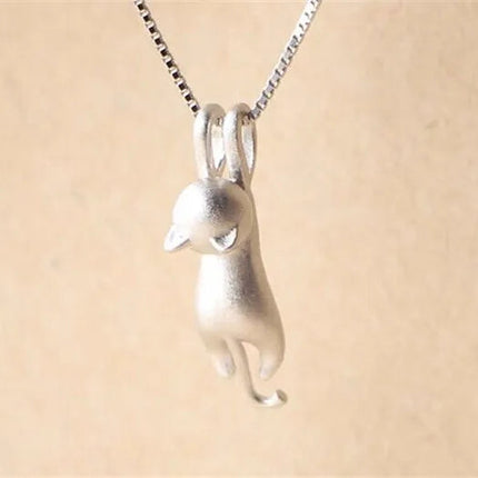 Popular 925 Sterling Silver Jewelry Fashion Simple Animal Cute Kitty Clavicle Chain Pendant Cat Necklaces XL003 PlatiNum