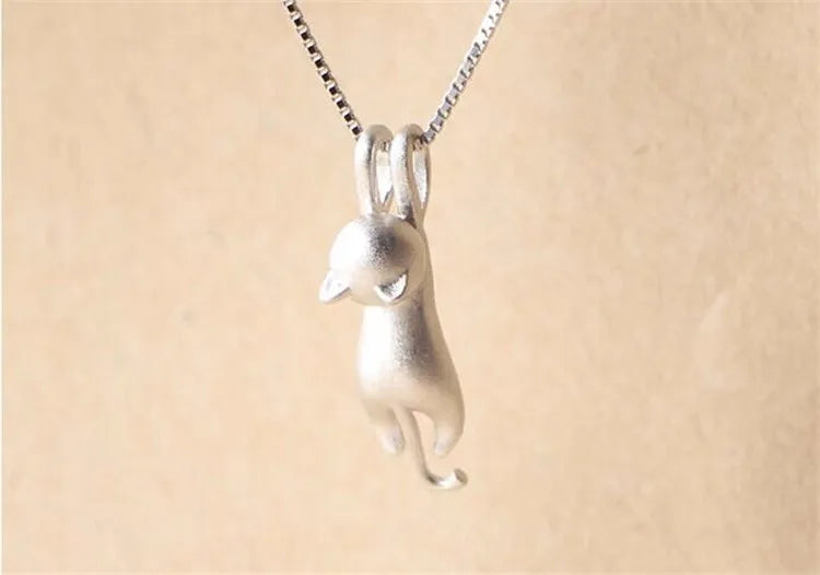 Popular 925 Sterling Silver Jewelry Fashion Simple Animal Cute Kitty Clavicle Chain Pendant Cat Necklaces XL003 PlatiNum