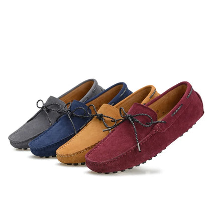 Mocassini da Uomo in Stile Italiano, Scarpe in Pelle Scamosciata, Calzature Comode e Leggere per Guida e Club
