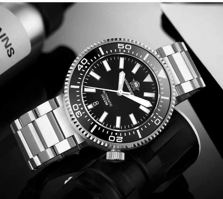 ADDIESDIVE Men's Automatic Mechanical Watch Sapphire Glass Super Luminous Watches Stainless Steel Hombre 100Bar Waterproof