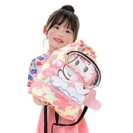 Borsa da spiaggia con coulisse per bambini con separazione asciutta e bagnata, impermeabile, regolabile, per sport, nuoto, viaggi, fitness, spiaggia, borsa da nuoto per bambini