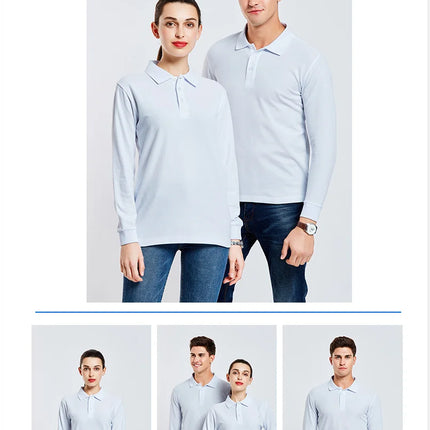 Long sleeve polo shirt in breathable cotton Personal Company Group Design Custom Logo print embroidery Casual men's and women's tops