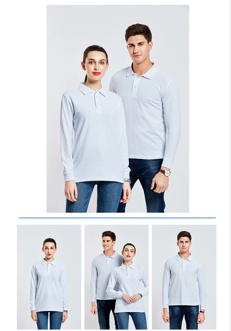 Polo a maniche lunghe in cotone traspirante Personal Company Group Design Logo personalizzato stampa ricamo Casual uomo e donna top