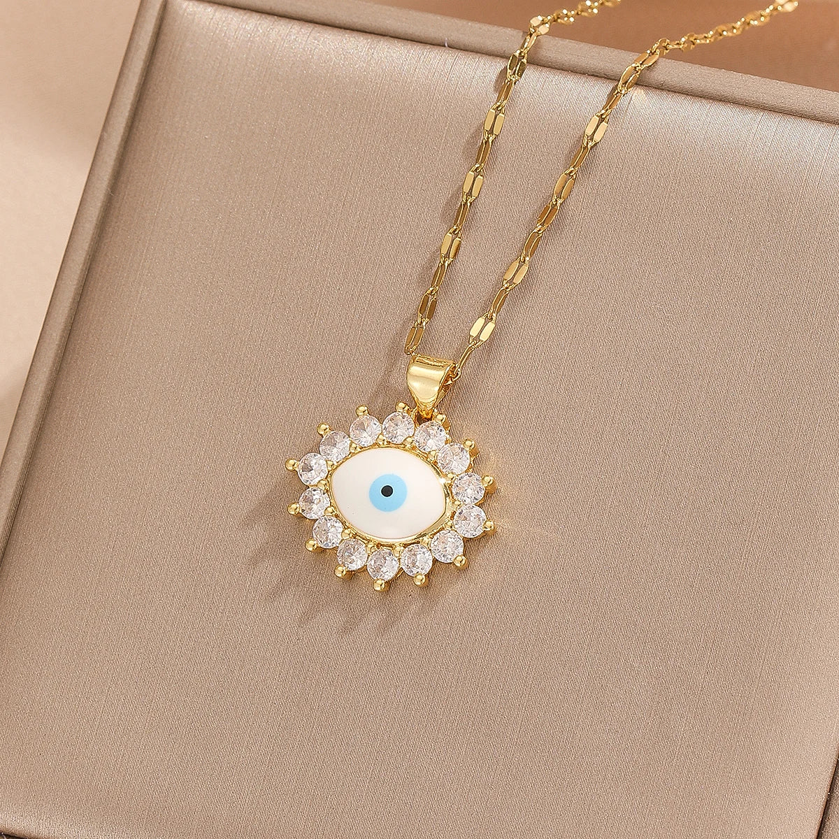 1 pezzo di collana cava con occhio del diavolo con zirconi colorati micro-intarsiati, gioielli eleganti e semplici, regalo per gli amici