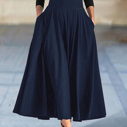 Nuovi abiti Gonne a trapezio tinta unita per abbigliamento donna Gonna lunga a vita alta elastica da donna con fiocco Gonne eleganti da donna