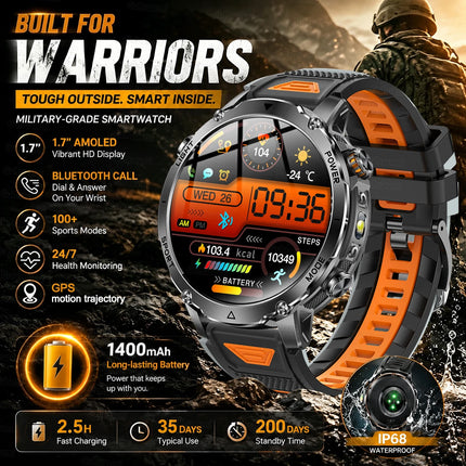 Military Grade Sapphire Smart Watch HeartRate SO2 BT5.3 Call Custom dial Smartwatch for Men Breathable Band Sports watch 1400mAh