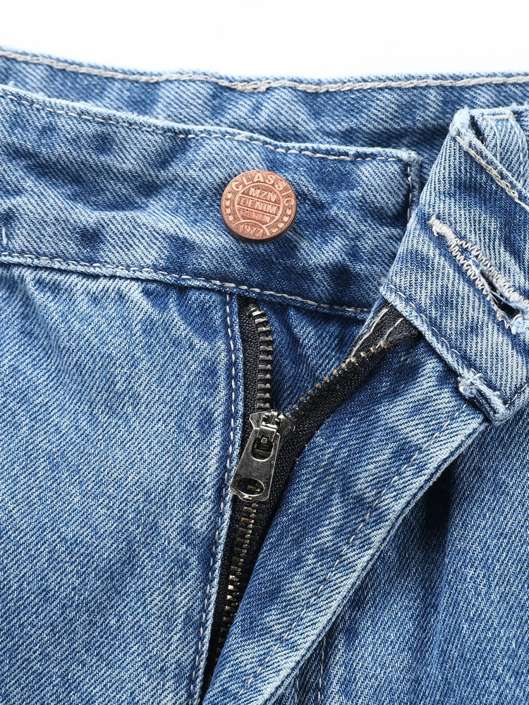 Men's Ripped Baggy Jeans Loose Fit Distressed Denim Pants Light Wash Y2K Streetwear Wide Leg Style PlatiNum