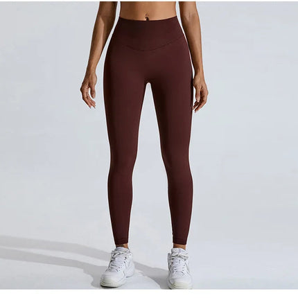 Seamless Women Solid Color High Waist Yoga Pants Sexy Hip-lifting Tight Sports Pants Women Push Up Fitness Workout Yoga Leggings PlatiNum