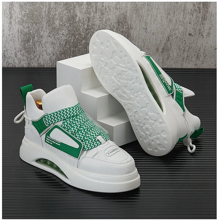 High top White Sneakers Best selling Mens Sneakers With Anti slip Wear resistant Properties Increasing Height by 6 Centimeters