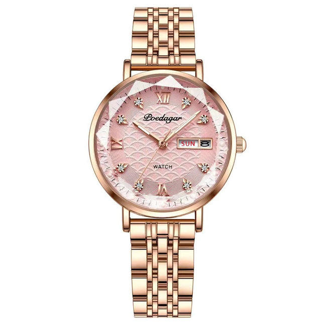 Orologio da donna POEDAGAR di alta qualità, in acciaio inossidabile, raffinato orologio da polso a bracciale, impermeabile, luminoso, elegante, orologio da donna, Reloj platinumshop