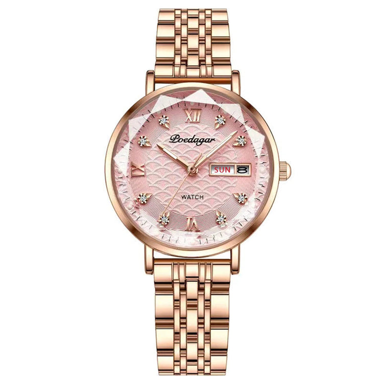 Orologio da donna POEDAGAR di alta qualità, in acciaio inossidabile, raffinato orologio da polso a bracciale, impermeabile, luminoso, elegante, orologio da donna, Reloj platinumshop