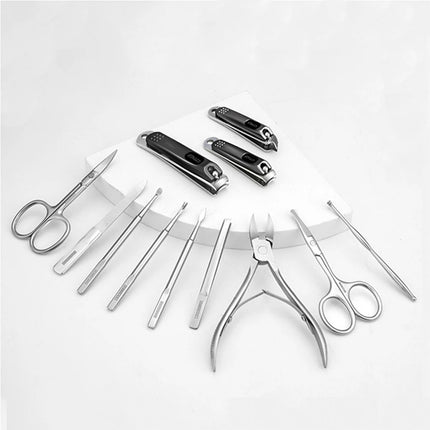 Stainless Steel Manicure 12 Pcs Set Pedicure Tool Portable Nail Clipper Kit with Storage Bag Beauty Grooming Tools
