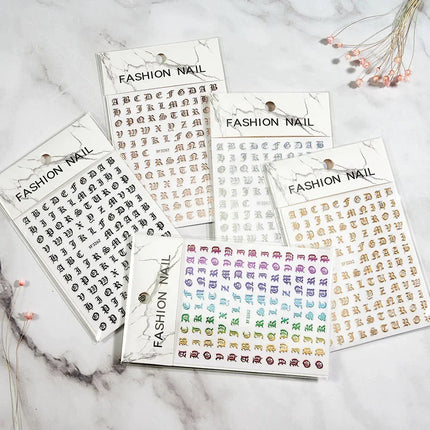 1PC 26-English Alphabet Number 3D Self-adhesive Nail Art Decal Sticker Word Small Letter Nail Decals Sticker Manicure Decoration