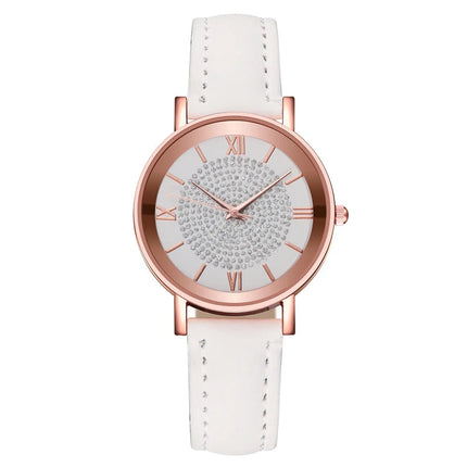 Orologio da donna alla moda con quadrante arabo, cinturino in pelle casual, orologi analogici al quarzo platinumshop