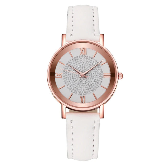 Orologio da donna alla moda con quadrante arabo, cinturino in pelle casual, orologi analogici al quarzo platinumshop