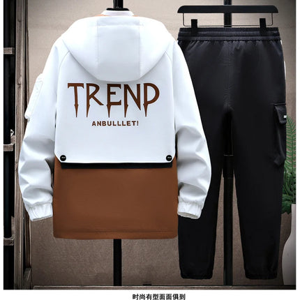 Autumn Casual Men Sets Two Pieces Fashion Korean Trend Hooded Jacket + Pants Spring Sweatshirt Sportswear Man Suit