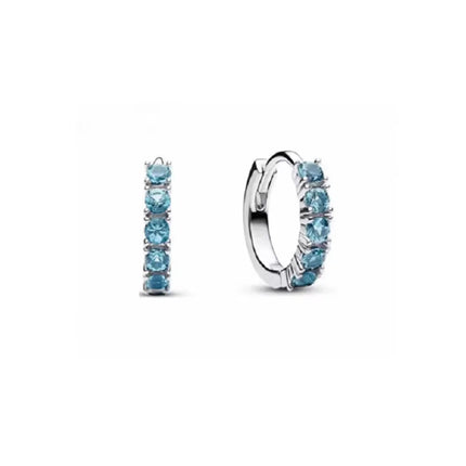2025 Orecchini a cerchio in cristallo per le donne Orecchini gioielli Farfalla rosa Bule Moon Star Orecchini originali in argento sterling 925 platinumshop