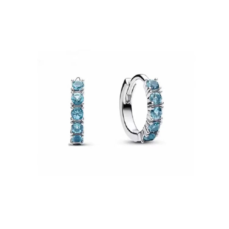 2025 Orecchini a cerchio in cristallo per le donne Orecchini gioielli Farfalla rosa Bule Moon Star Orecchini originali in argento sterling 925 platinumshop