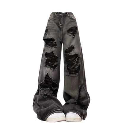 Jeans strappati da donna Baggy Estetica vintage Streetwear Pantaloni da cowboy Harajuku Pantaloni in denim oversize Y2k 2000s Trashy Clothes