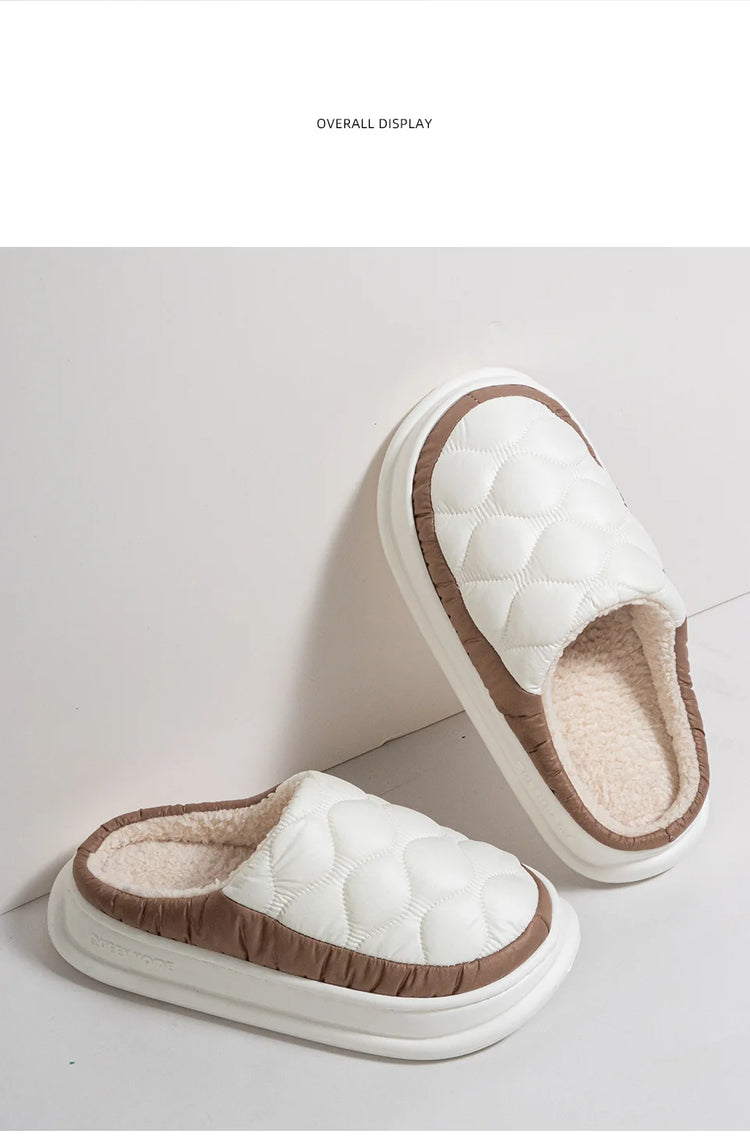 Evshine Women's Winter Furry Slippers Soft Thick Sole Indoor Plush Slides Waterproof Fluffy Shoes Warm Fur House Cotton Slippers